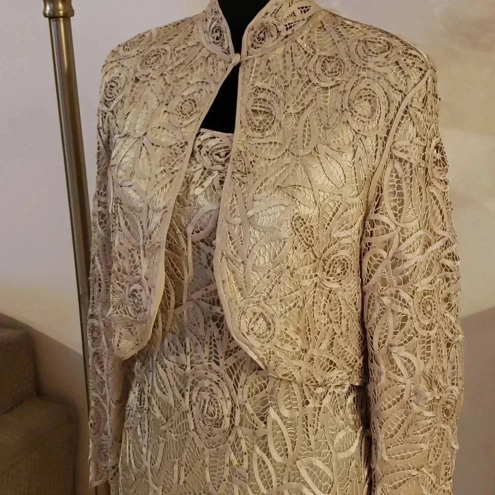 SOULMATES 100%silk beaded set of jacket and dress size M NWOT - Picture 5 of 14